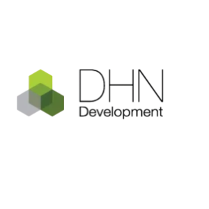 “Logo of DHN Development featuring three interlocking hexagons in green, gray, and light green beside the company name in modern font.”“Logo of DHN Development featuring three interlocking hexagons in green, gray, and light green beside the company name in modern font.”