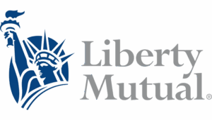 Liberty Mutual logo featuring the Statue of Liberty’s torch and crown in blue, with the words “Liberty Mutual.” in gray text.